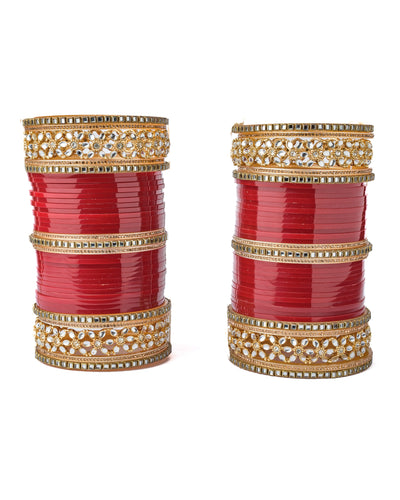 Vivinia By Vidhi Mehra Gold Plated Red Womens Pair of Chuda Set - VCH007