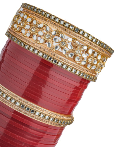 Vivinia By Vidhi Mehra Gold Plated Red Womens Pair of Chuda Set - VCH007