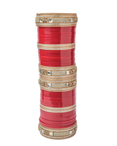 Vivinia By Vidhi Mehra Gold Plated Red Womens Pair of Chuda Set - VCH010