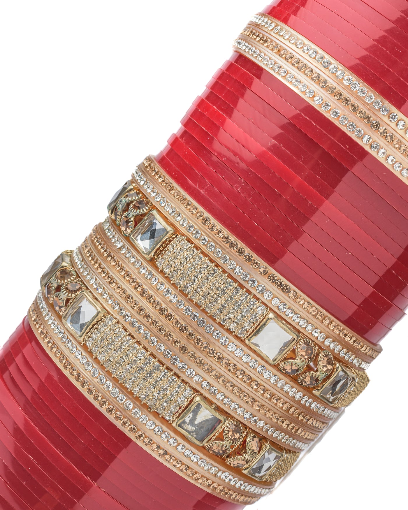 Vivinia By Vidhi Mehra Gold Plated Red Womens Pair of Chuda Set - VCH010