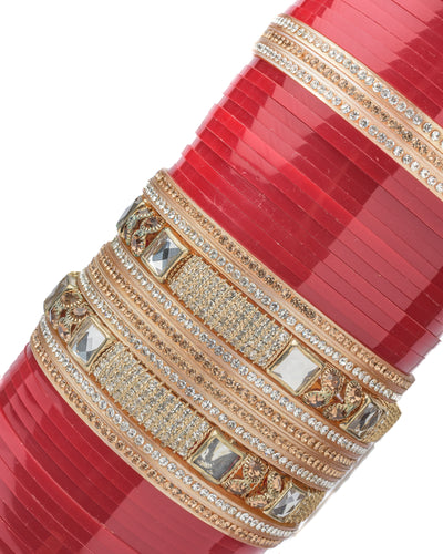Vivinia By Vidhi Mehra Gold Plated Red Womens Pair of Chuda Set - VCH010
