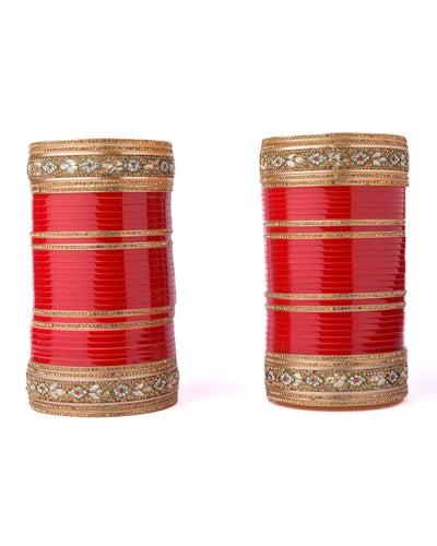 Vivinia By Vidhi Mehra Gold Plated Red Womens Pair of Chuda Set - VCH015