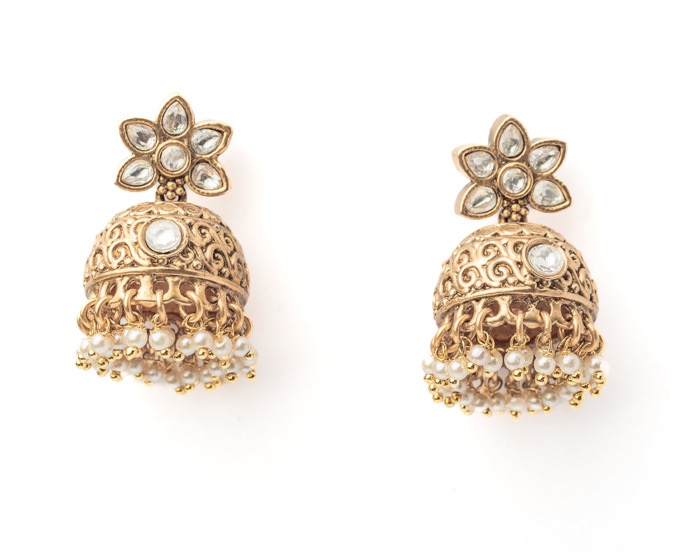 vivinia BY VIDHI MEHRA ISMAARH 2.0 Gold/White Womens Pair of Jhumka Earrings - VE1000