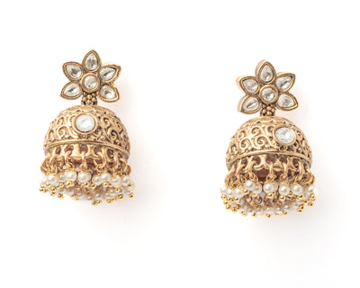 vivinia BY VIDHI MEHRA ISMAARH 2.0 Gold/White Womens Pair of Jhumka Earrings - VE1000