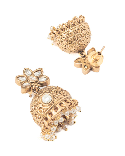 vivinia BY VIDHI MEHRA ISMAARH 2.0 Gold/White Womens Pair of Jhumka Earrings - VE1000