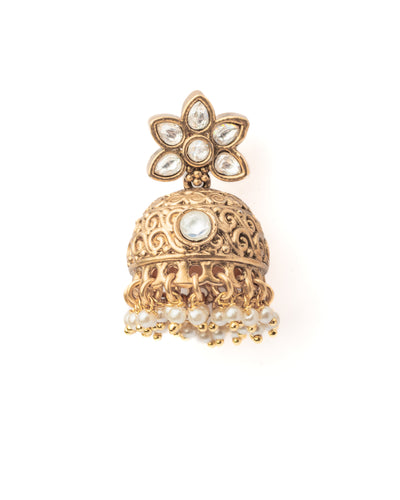 vivinia BY VIDHI MEHRA ISMAARH 2.0 Gold/White Womens Pair of Jhumka Earrings - VE1000
