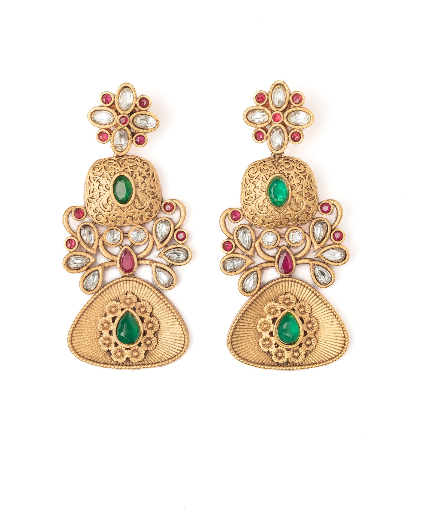 vivinia BY VIDHI MEHRA ISMAARH 2.0 Gold/Green Womens Pair of Chandbali Earrings - VE1001