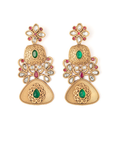 vivinia BY VIDHI MEHRA ISMAARH 2.0 Gold/Green Womens Pair of Chandbali Earrings - VE1001