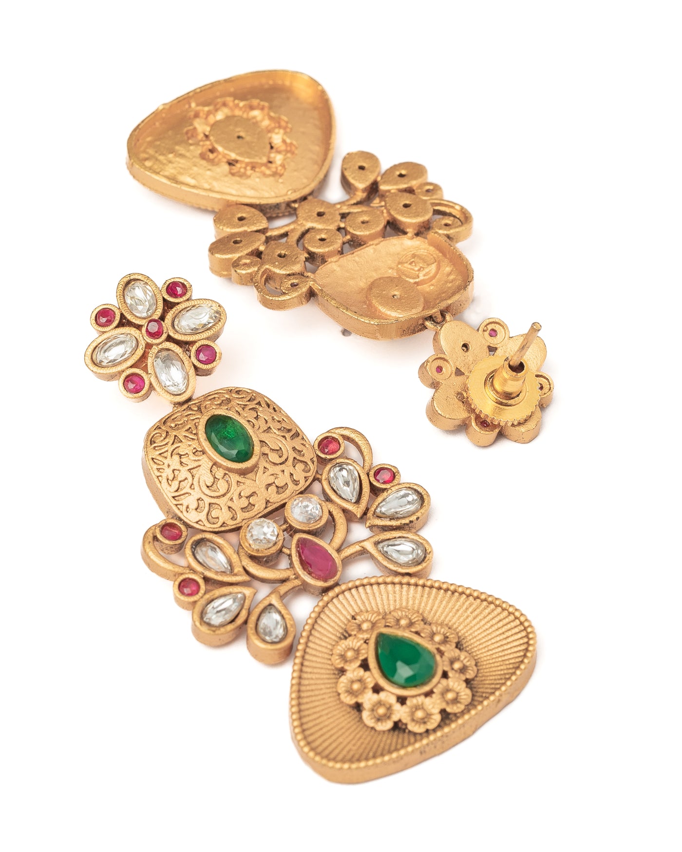 vivinia BY VIDHI MEHRA ISMAARH 2.0 Gold/Green Womens Pair of Chandbali Earrings - VE1001