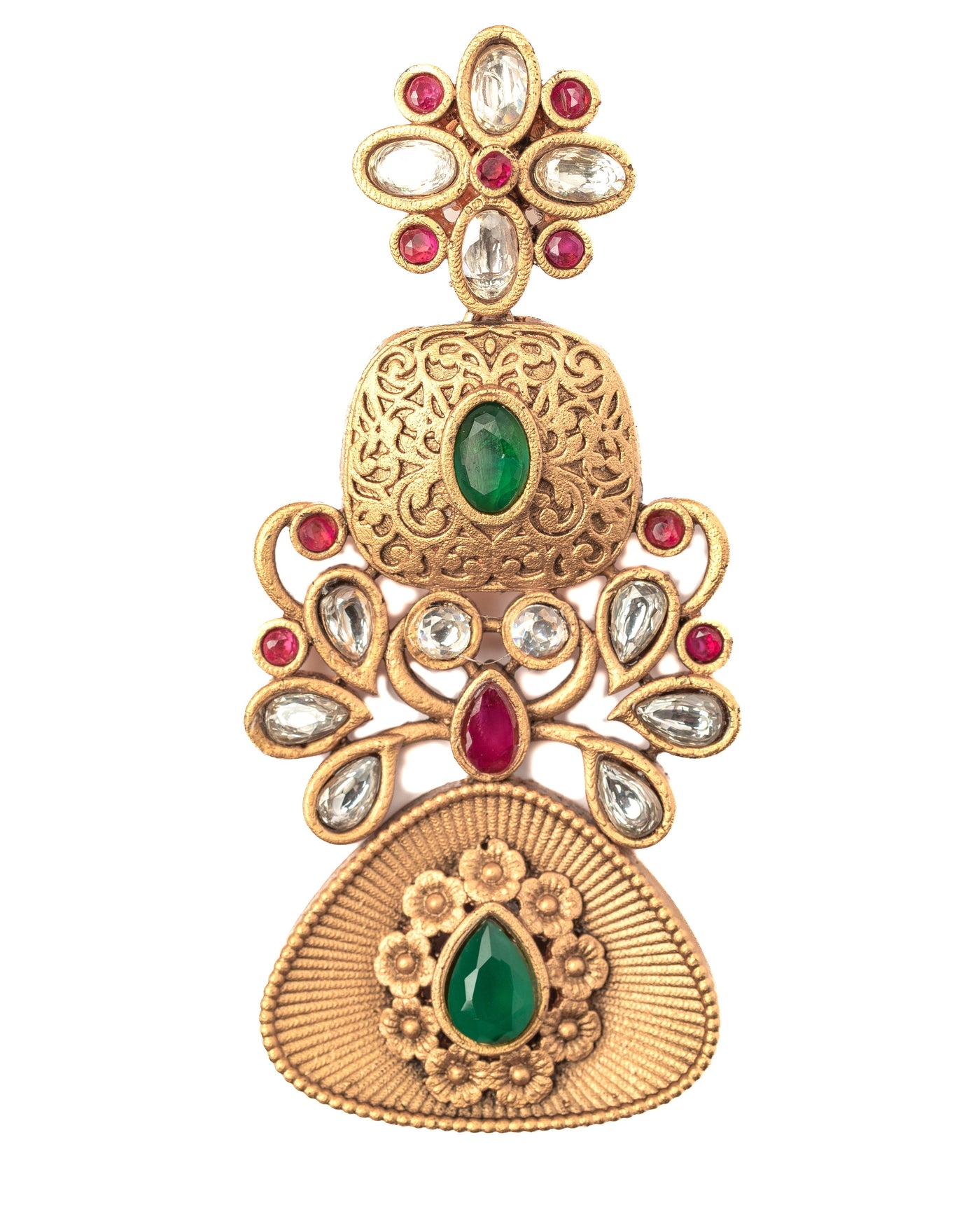 vivinia BY VIDHI MEHRA ISMAARH 2.0 Gold/Green Womens Pair of Chandbali Earrings - VE1001