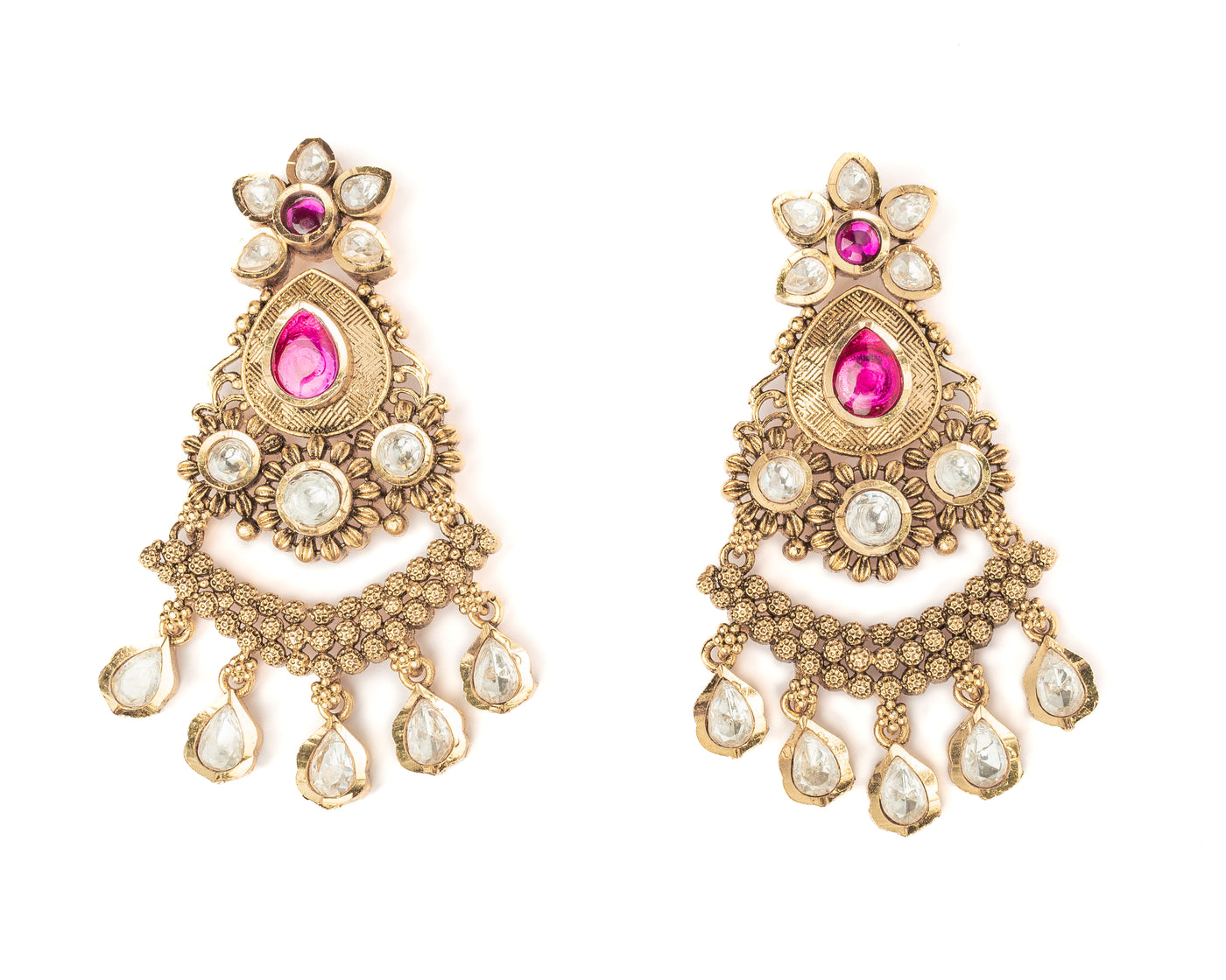 vivinia BY VIDHI MEHRA ISMAARH 2.0 Gold/Pink Womens Pair of Chandbali Earrings - VE1003