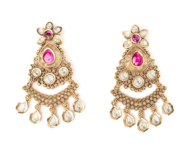 vivinia BY VIDHI MEHRA ISMAARH 2.0 Gold/Pink Womens Pair of Chandbali Earrings - VE1003
