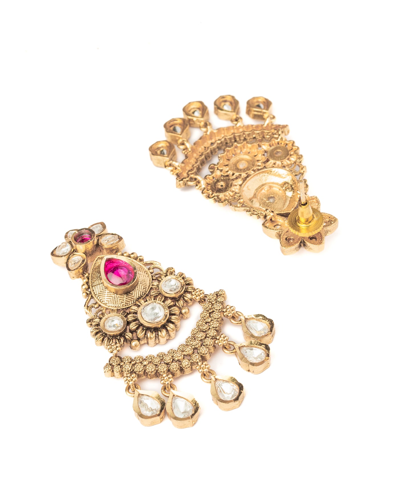 vivinia BY VIDHI MEHRA ISMAARH 2.0 Gold/Pink Womens Pair of Chandbali Earrings - VE1003
