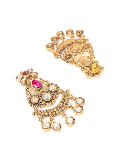 vivinia BY VIDHI MEHRA ISMAARH 2.0 Gold/Pink Womens Pair of Chandbali Earrings - VE1003