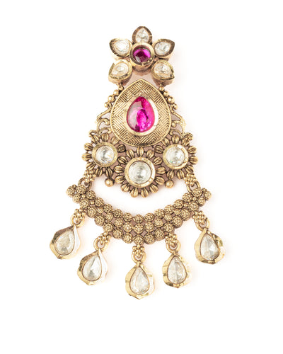 vivinia BY VIDHI MEHRA ISMAARH 2.0 Gold/Pink Womens Pair of Chandbali Earrings - VE1003