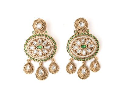 vivinia BY VIDHI MEHRA ISMAARH 2.0 Gold/Green Womens Pair of Chandbali Earrings - VE1005