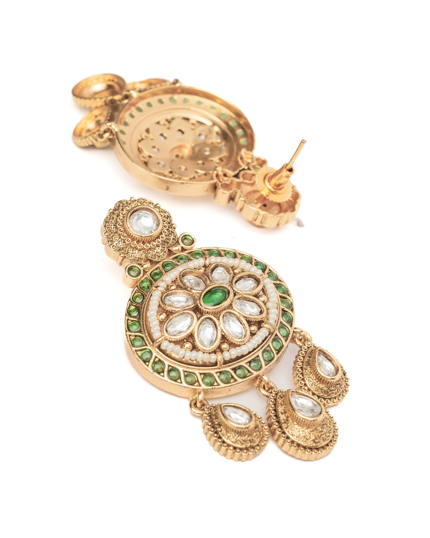 vivinia BY VIDHI MEHRA ISMAARH 2.0 Gold/Green Womens Pair of Chandbali Earrings - VE1005