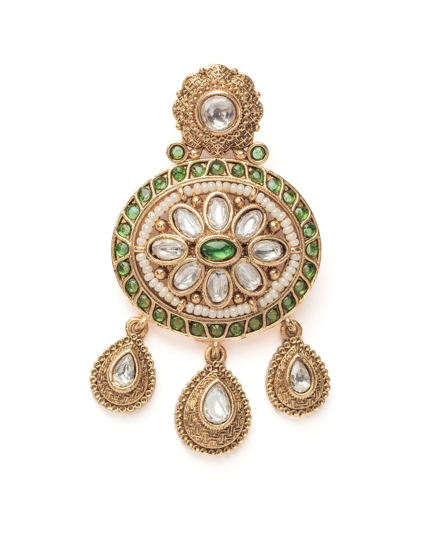 vivinia BY VIDHI MEHRA ISMAARH 2.0 Gold/Green Womens Pair of Chandbali Earrings - VE1005