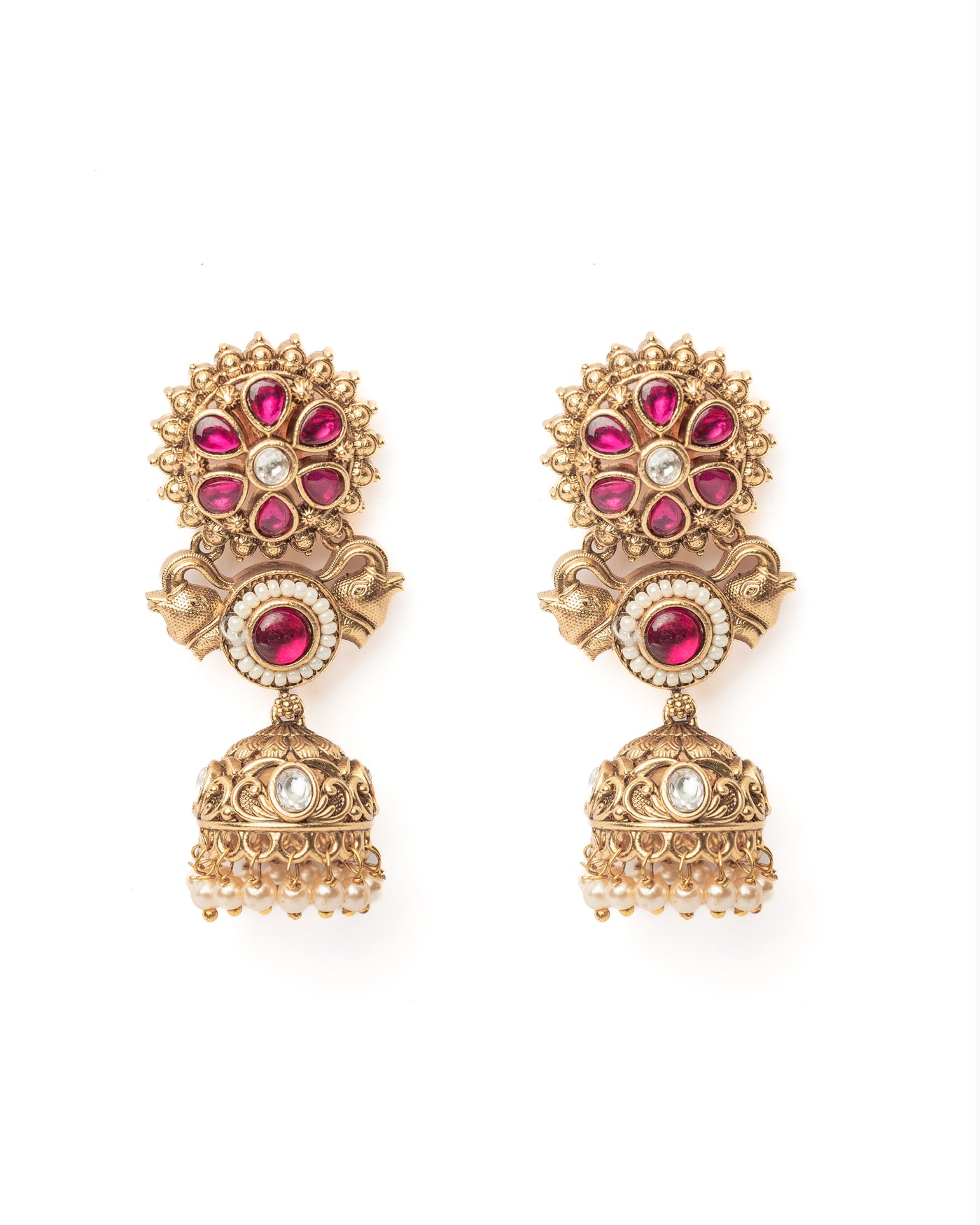vivinia BY VIDHI MEHRA ISMAARH 2.0 Gold/Pink Womens Pair of Jhumka Earrings - VE1006