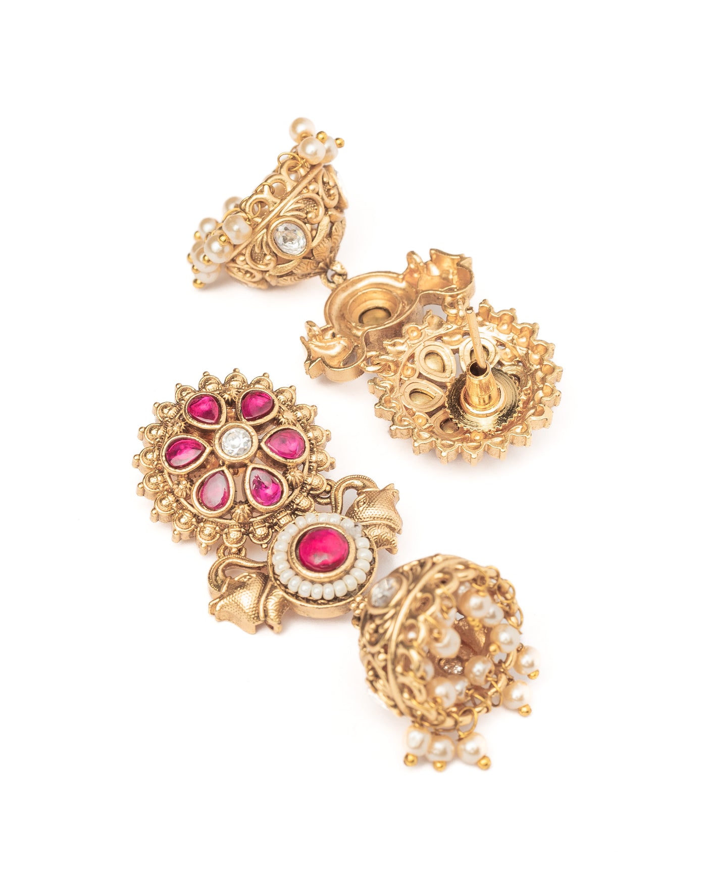 vivinia BY VIDHI MEHRA ISMAARH 2.0 Gold/Pink Womens Pair of Jhumka Earrings - VE1006