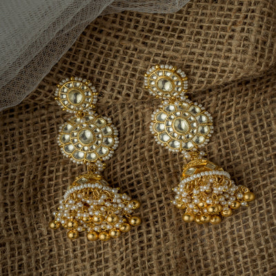 Vivinia By Vidhi Mehra Gold Plated Womens Kundan, Polki Pair of Earrings - VE1049