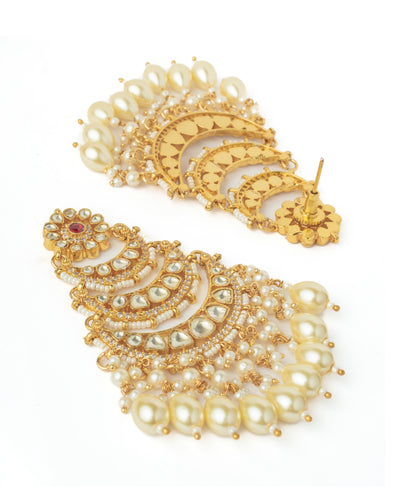 Vivinia By Vidhi Mehra Gold Plated Womens Kundan, Polki Pair of Earrings - VE1060