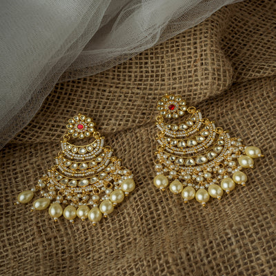 Vivinia By Vidhi Mehra Gold Plated Womens Kundan, Polki Pair of Earrings - VE1060