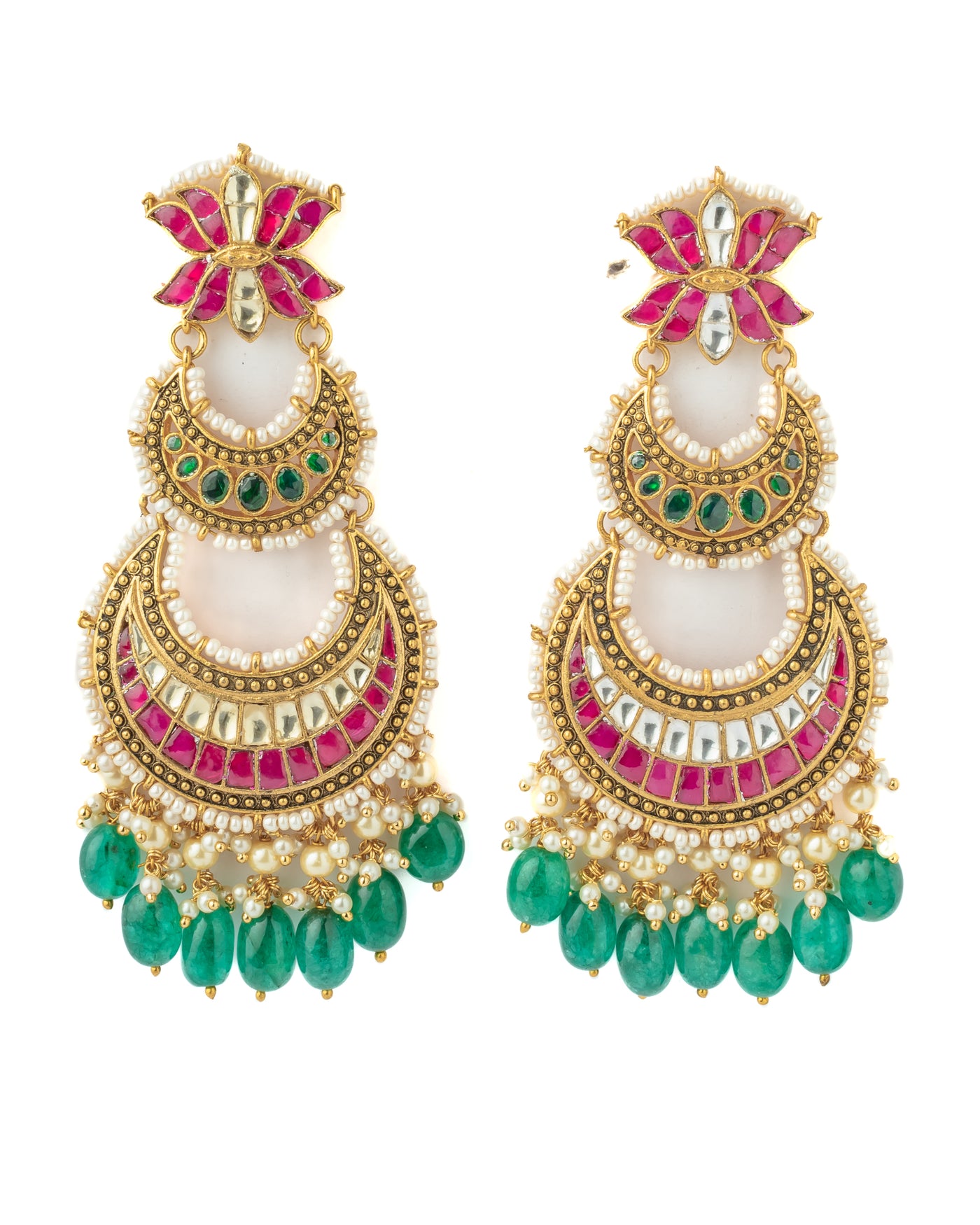 Vivinia By Vidhi Mehra Gold Plated Pink Womens Synthetic Stone Pair of Earrings - VE1092