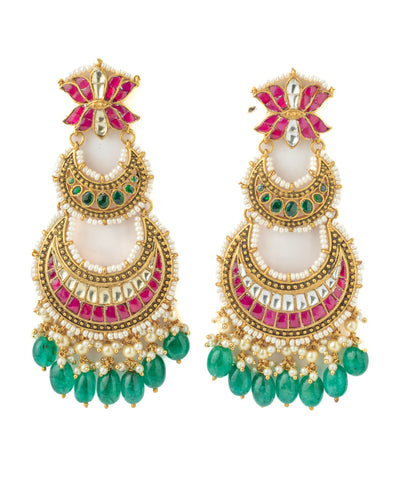 Vivinia By Vidhi Mehra Gold Plated Pink Womens Synthetic Stone Pair of Earrings - VE1092
