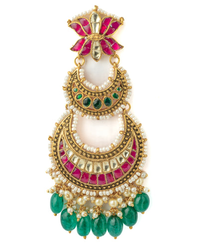 Vivinia By Vidhi Mehra Gold Plated Pink Womens Synthetic Stone Pair of Earrings - VE1092
