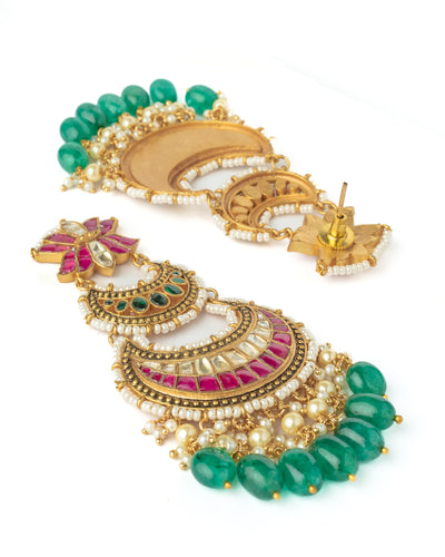 Vivinia By Vidhi Mehra Gold Plated Pink Womens Synthetic Stone Pair of Earrings - VE1092