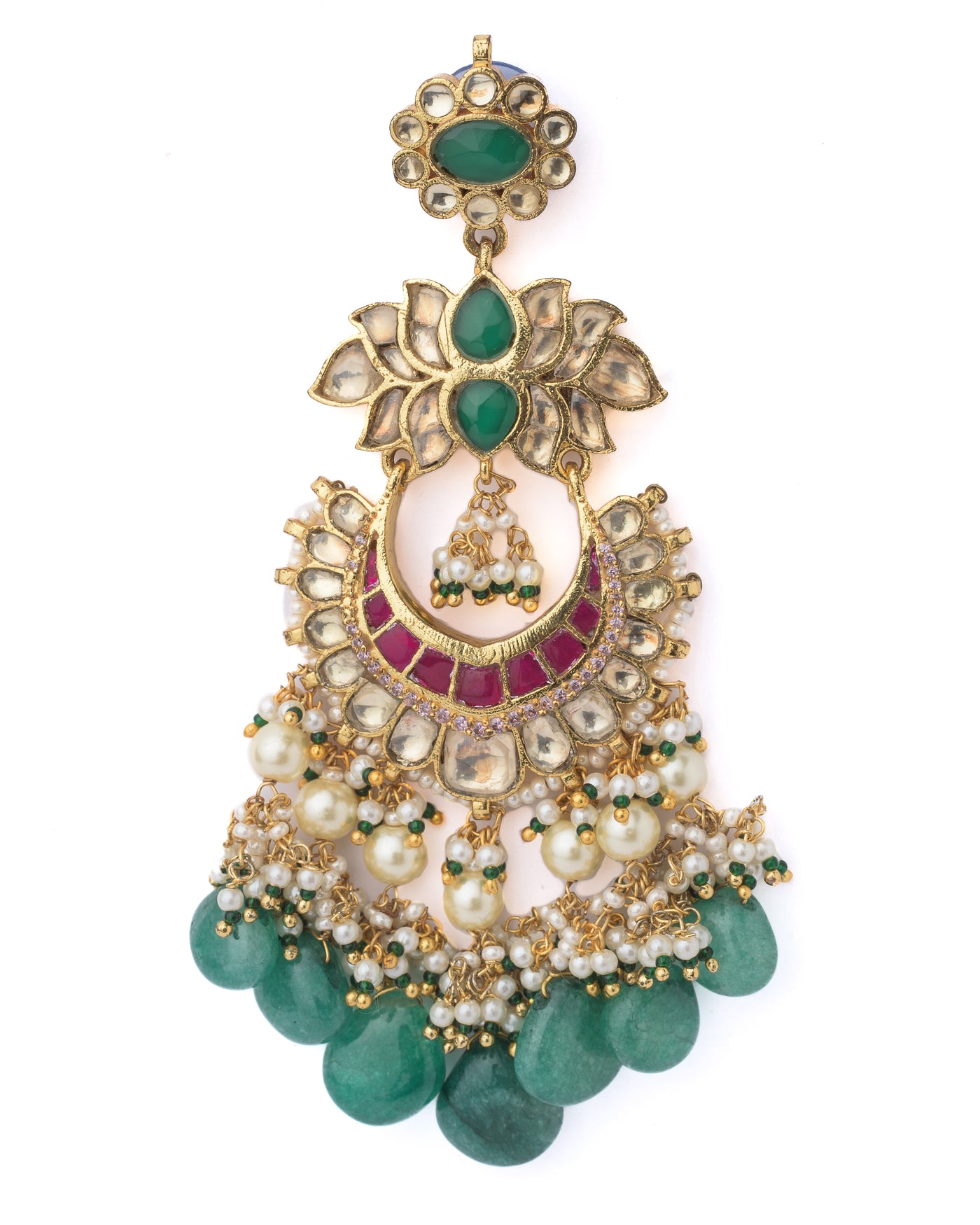 Vivinia By Vidhi Mehra Gold Plated Green Womens Pair of Dangler Earrings - VE1095