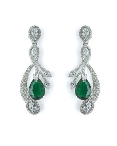 Vivinia By Vidhi Mehra Silver Plated Green Womens Pair of Dangle Earrings - VE544
