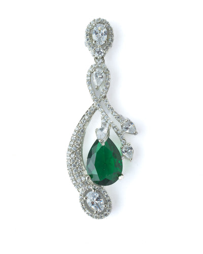 Vivinia By Vidhi Mehra Silver Plated Green Womens Pair of Dangle Earrings - VE544