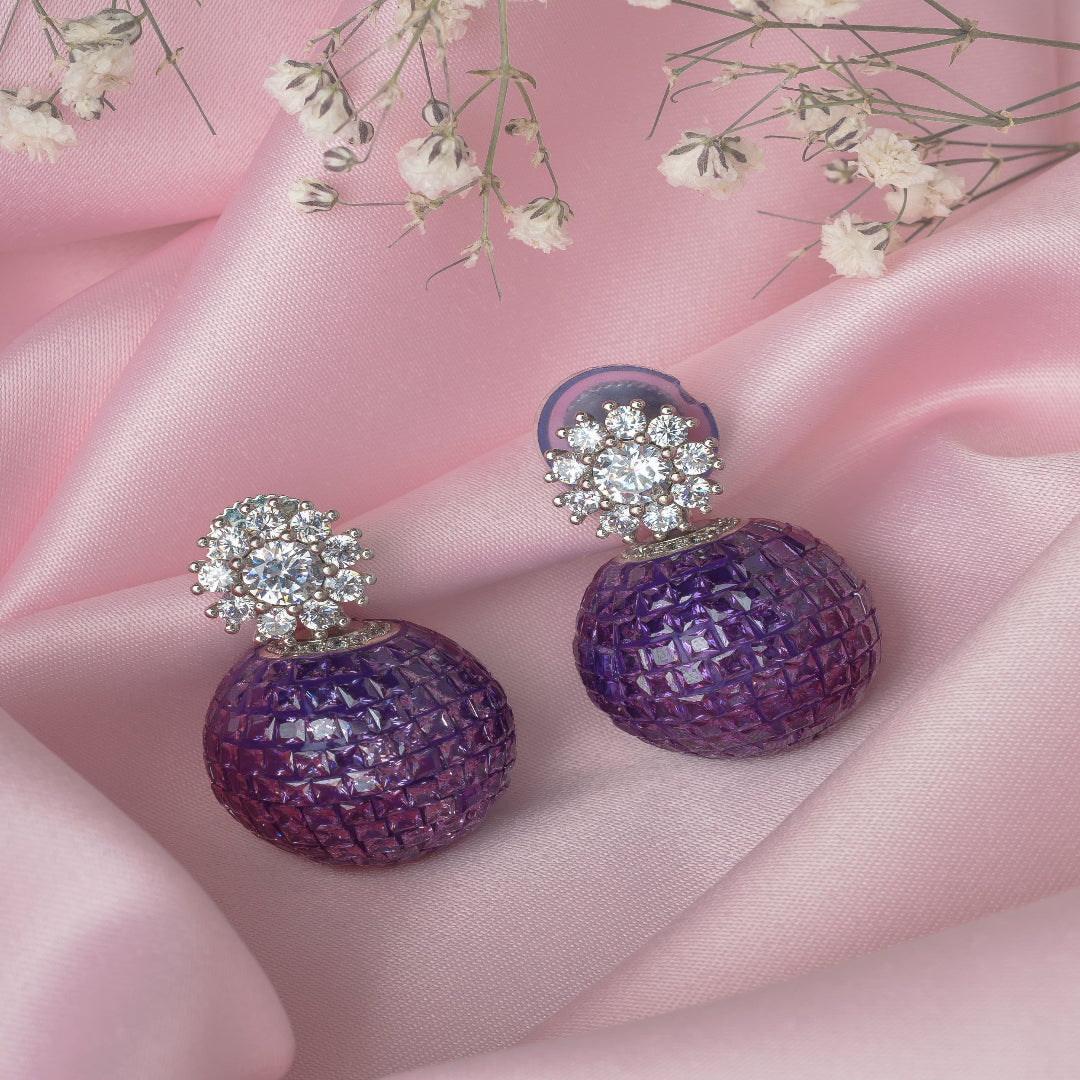 Vivinia By Vidhi Mehra Silver Plated Purple Womens Pair of Drop Earrings - VE600
