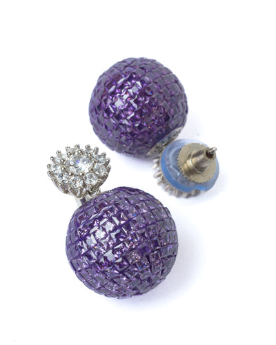 Vivinia By Vidhi Mehra Silver Plated Purple Womens Pair of Drop Earrings - VE600