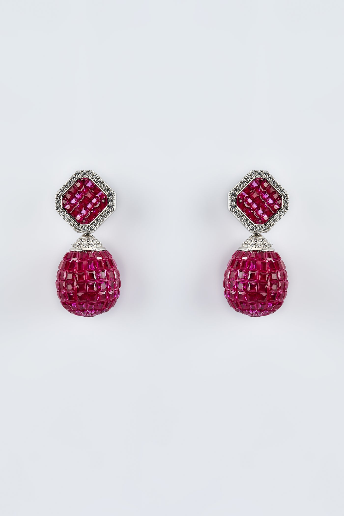 vivinia BY VIDHI MEHRA Zia Silver Plated Pink Womens Zircon Pair of Dangler Earrings (Freesize) - VE852