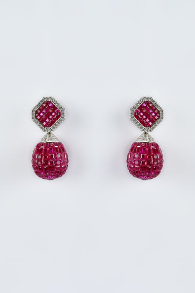 vivinia BY VIDHI MEHRA Zia Silver Plated Pink Womens Zircon Pair of Dangler Earrings (Freesize) - VE852