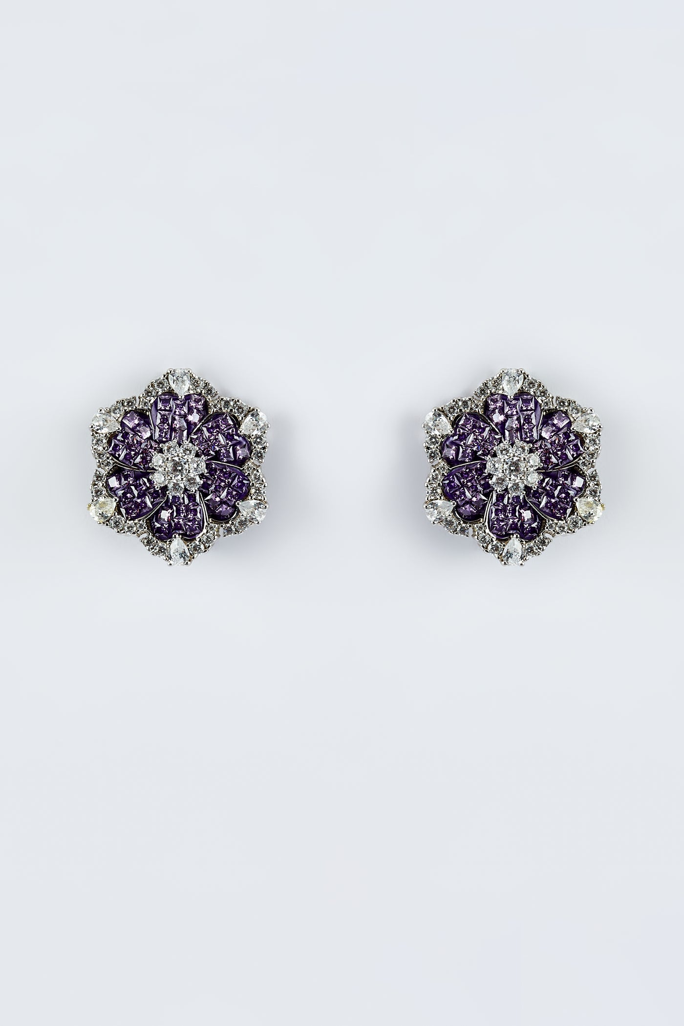 vivinia BY VIDHI MEHRA Florence Silver Plated Purple Womens Zircon Pair of Stud Earrings (Freesize) - VE866