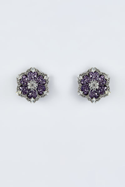 vivinia BY VIDHI MEHRA Florence Silver Plated Purple Womens Zircon Pair of Stud Earrings (Freesize) - VE866