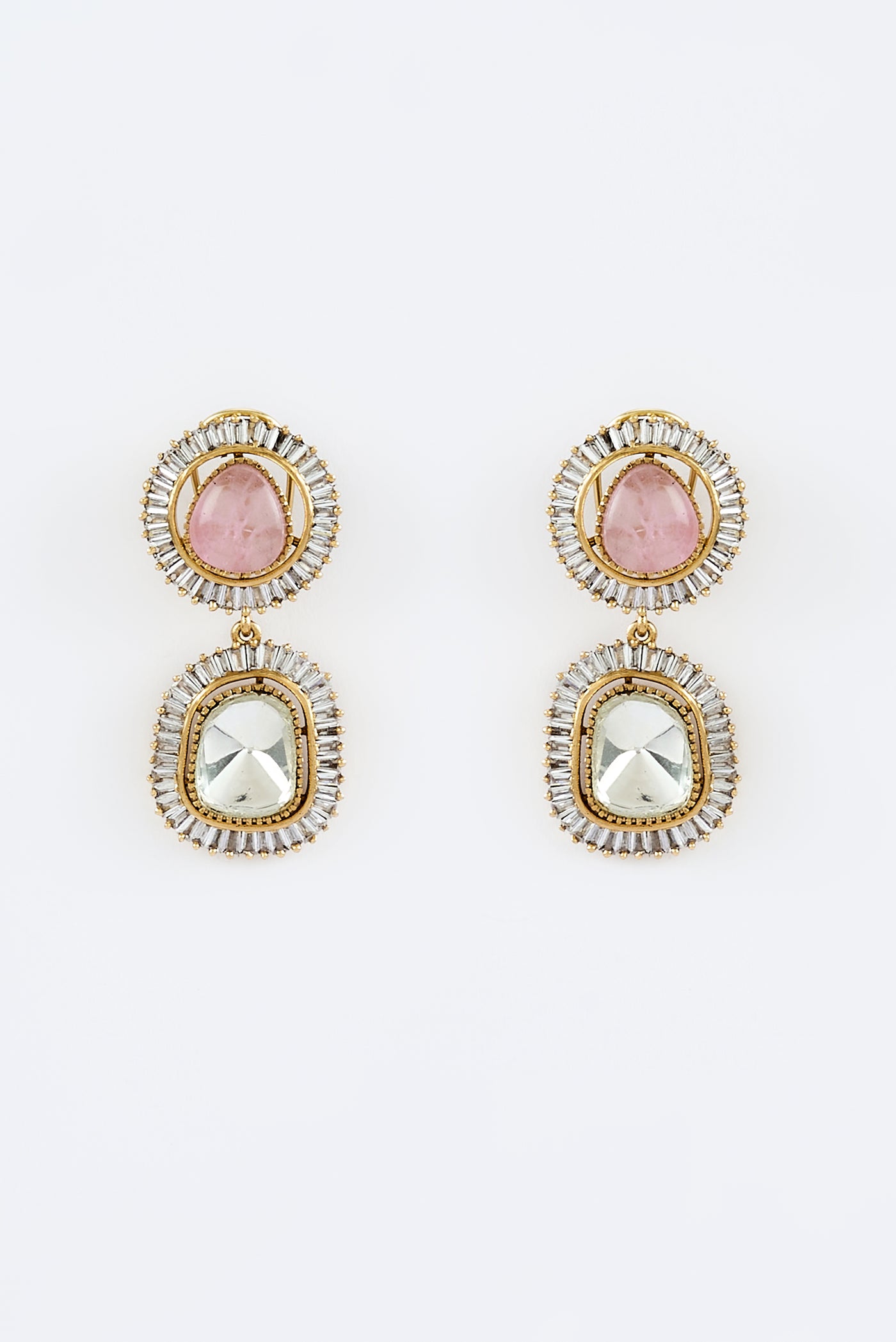 vivinia BY VIDHI MEHRA Burgandi Gold Plated Pink Womens Kundan, Polki Pair of Dangler Earrings (Freesize) -VE871