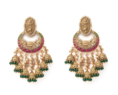 vivinia BY VIDHI MEHRA ISMAARH 2.0 Gold/Green Womens Pair of Chandbali Earrings - VE988