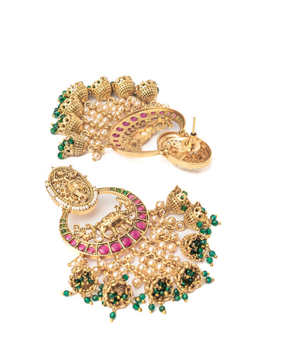 vivinia BY VIDHI MEHRA ISMAARH 2.0 Gold/Green Womens Pair of Chandbali Earrings - VE988