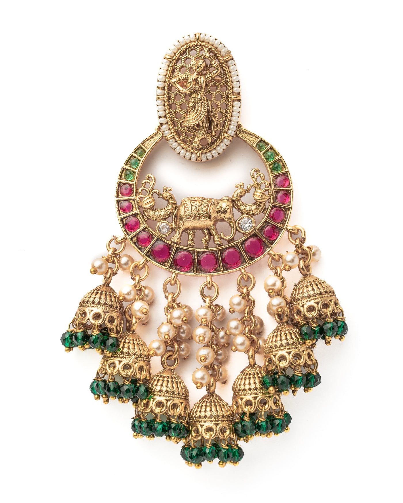 vivinia BY VIDHI MEHRA ISMAARH 2.0 Gold/Green Womens Pair of Chandbali Earrings - VE988