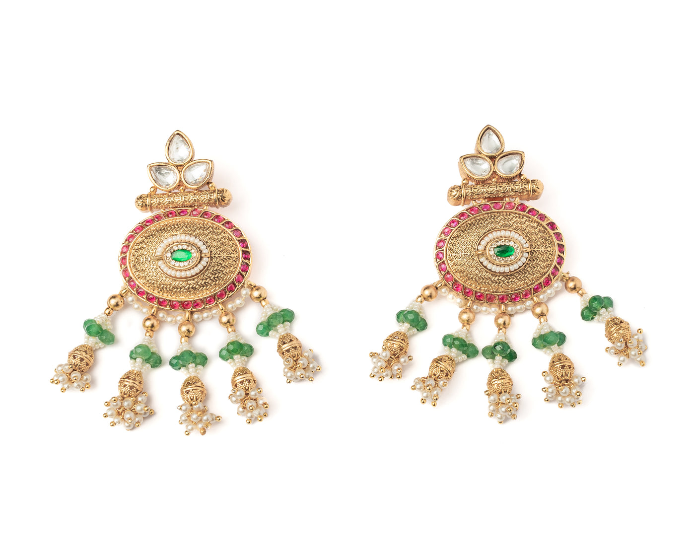 vivinia BY VIDHI MEHRA ISMAARH 2.0 Gold/Green Womens Pair of Chandbali Earrings - VE990