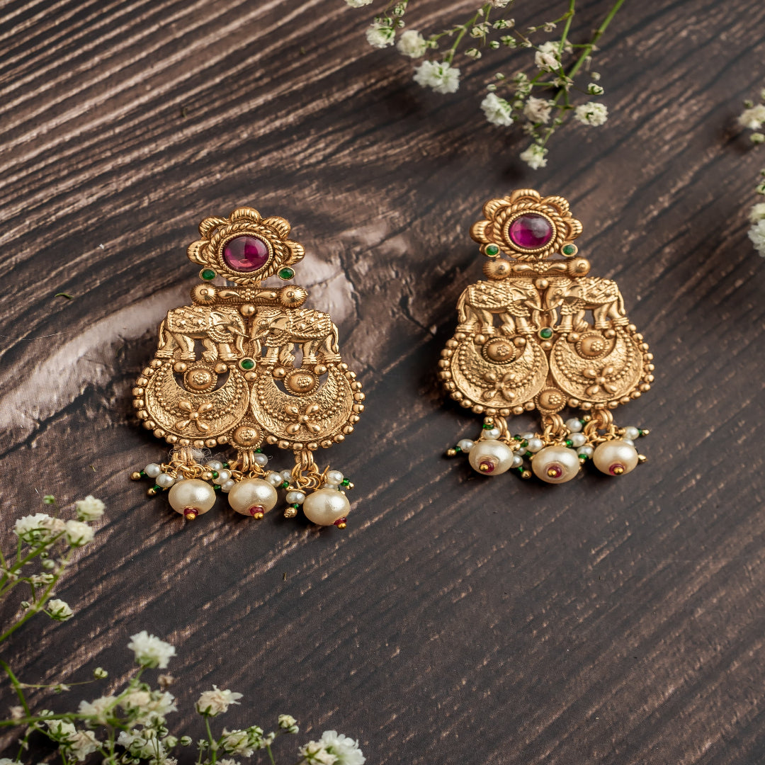 vivinia BY VIDHI MEHRA ISMAARH 2.0 Gold/Pink Womens Pair of Chandbali Earrings - VE992