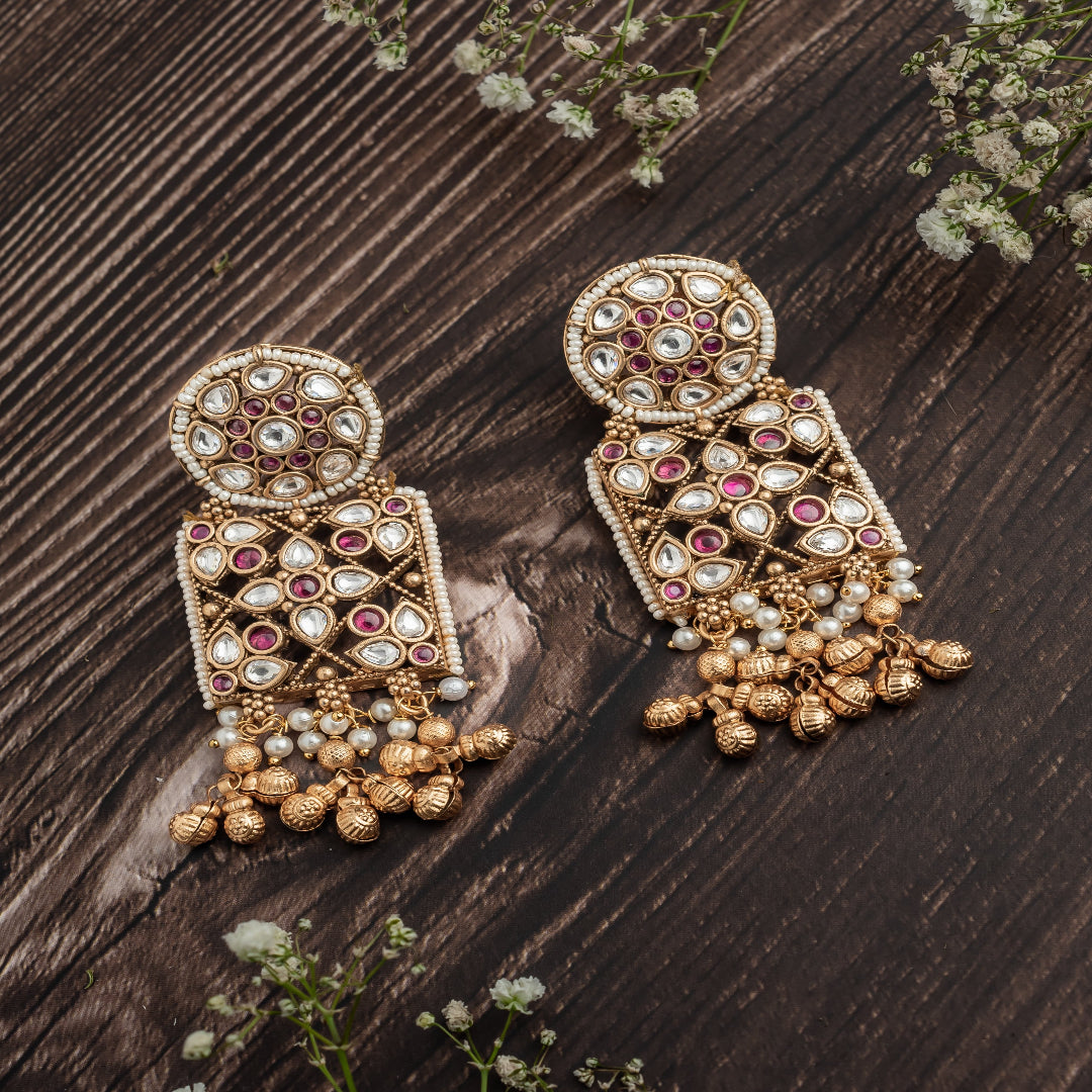 vivinia BY VIDHI MEHRA ISMAARH 2.0 Gold/White Womens Pair of Dangle Earrings - VE993