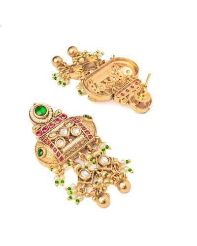 vivinia BY VIDHI MEHRA ISMAARH 2.0 Gold/Green Womens Pair of Chandbali Earrings - VE996