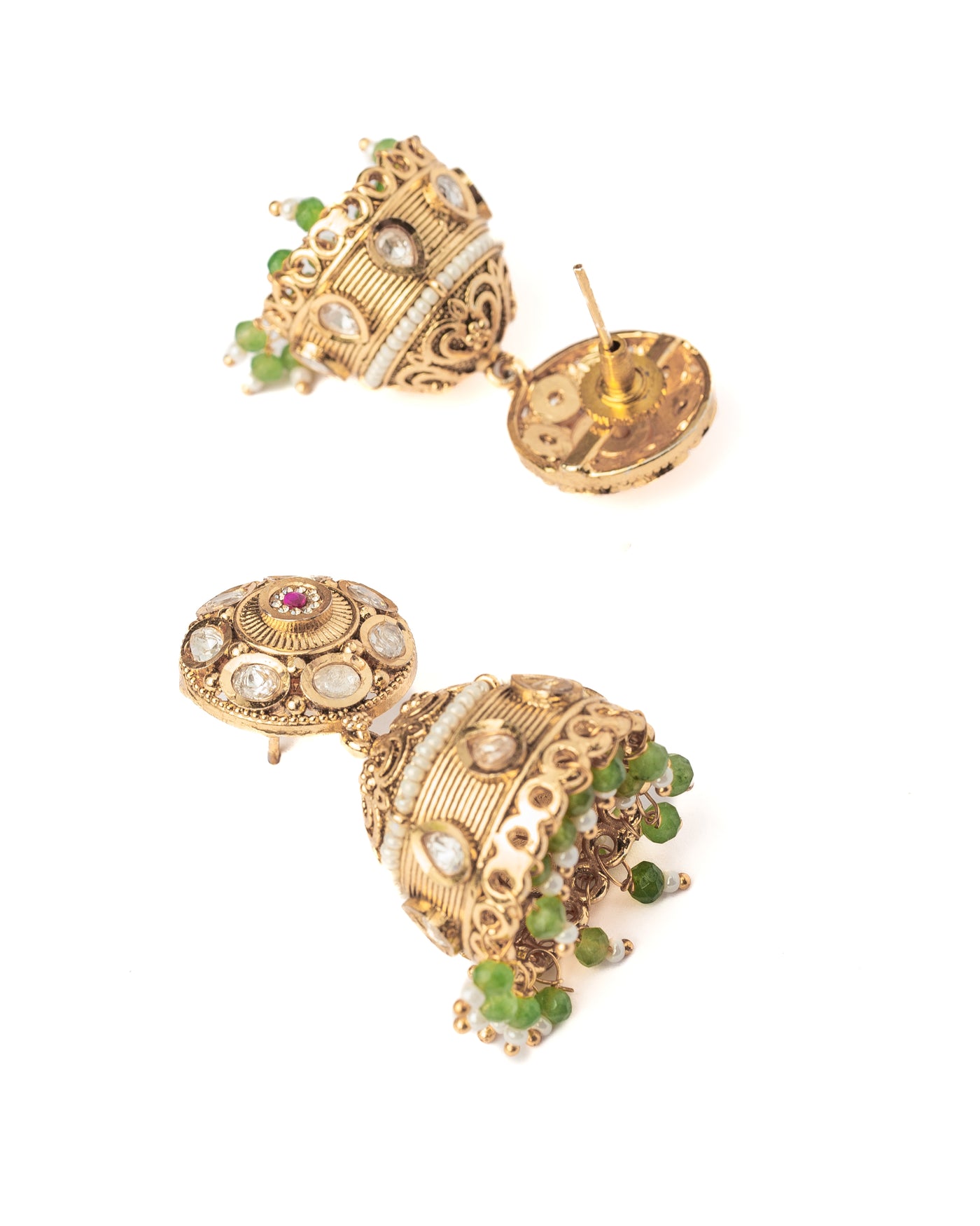 vivinia BY VIDHI MEHRA ISMAARH 2.0 Gold/Green Womens Pair of Jhumka Earrings - VE997