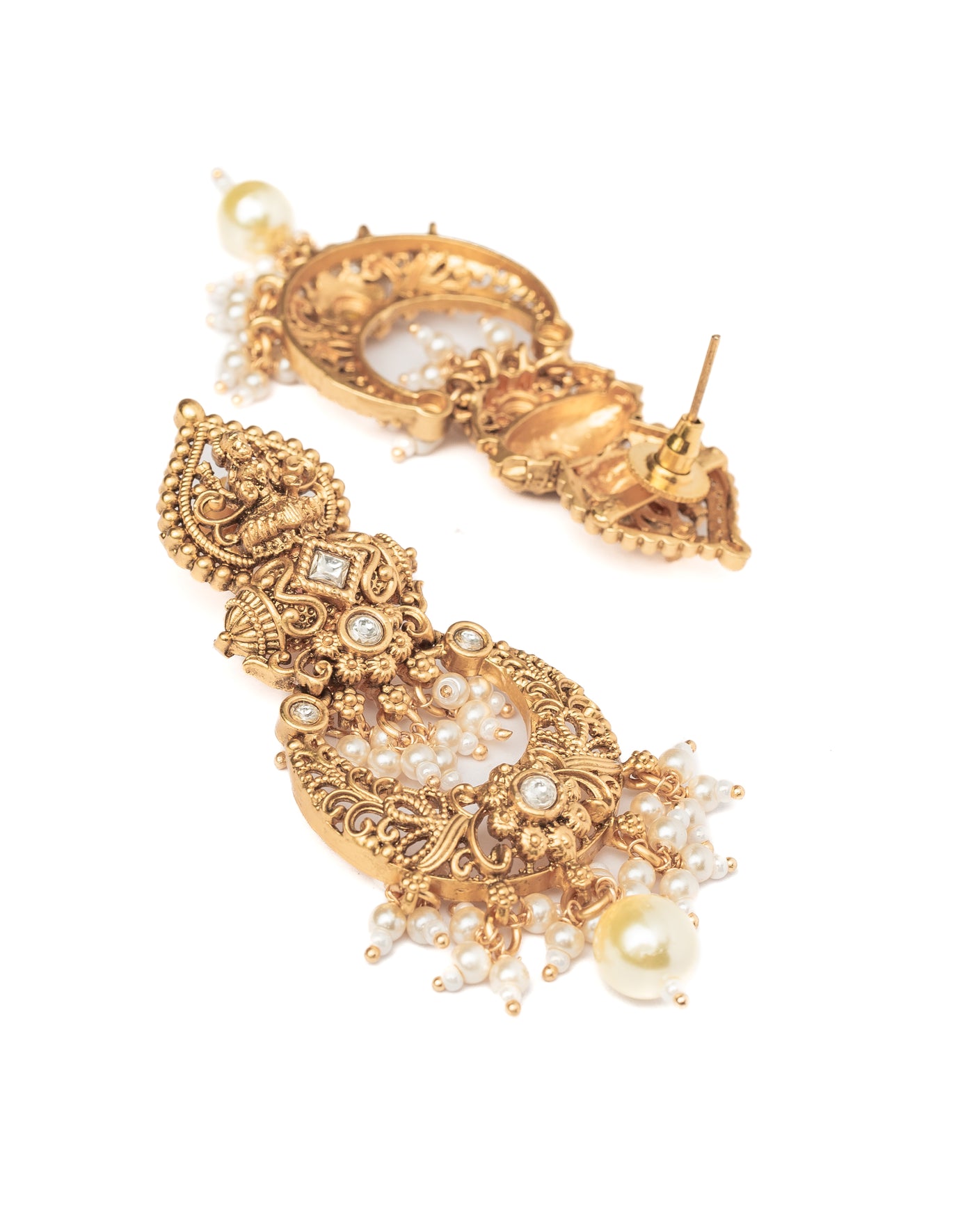 Vivinia By Vidhi Mehra Isvaraah 2.0 Gold Plated White Womens Pair of Chandbali Earrings - VE999